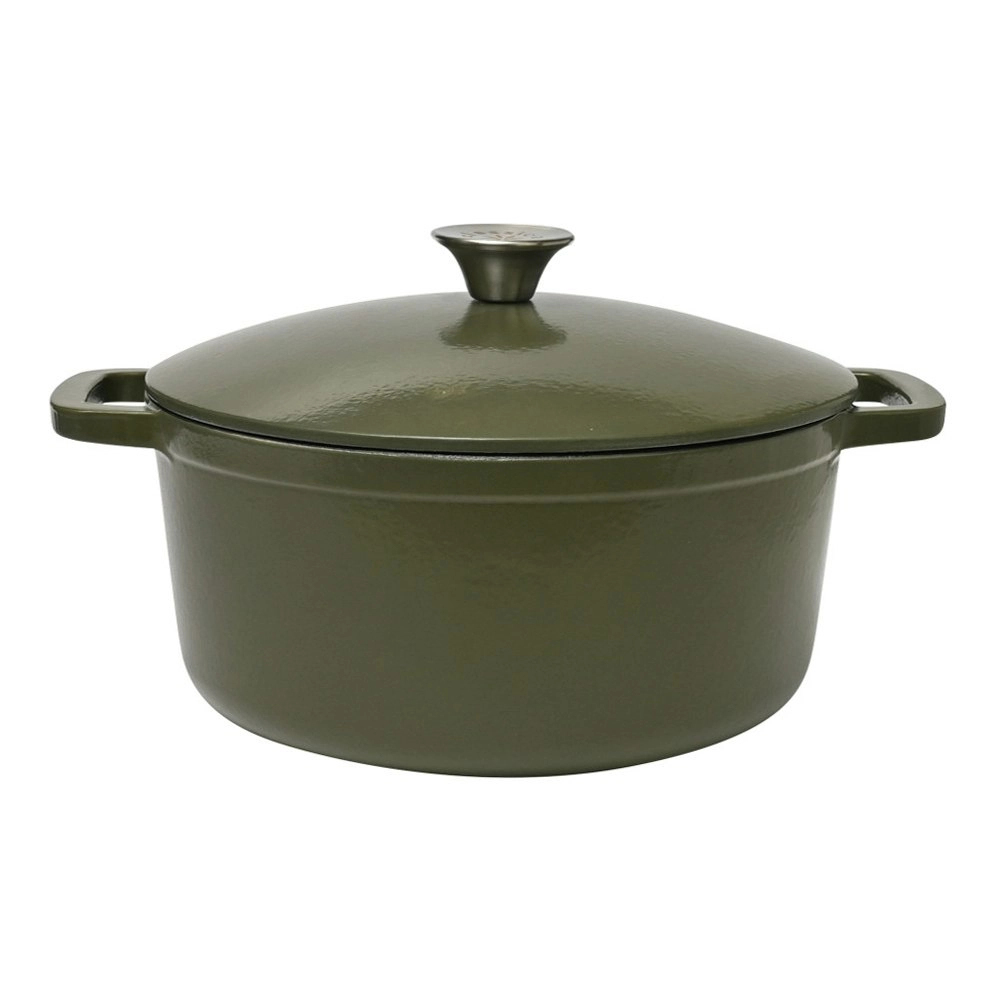 Classica 26cm/5.5L Oval Cast Iron Casserole Induction Cooking Pot Olive Green