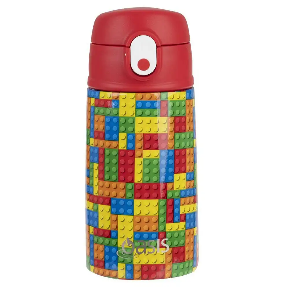 Oasis Double Wall Insulated Kids 400ml Drinking Bottle Stainless Steel Bricks