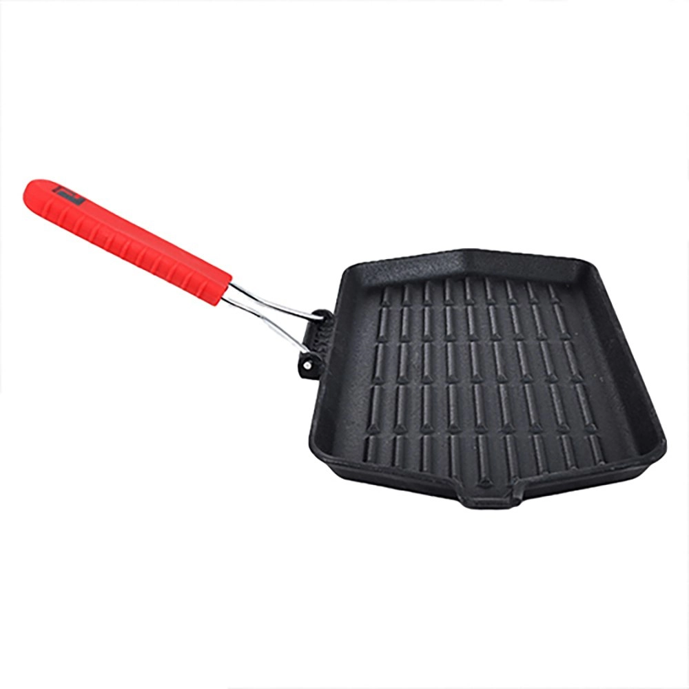 Bergner 33x19cm Cast Iron Rectangular Grill Pan Skillet w/ Handle/Drain Black