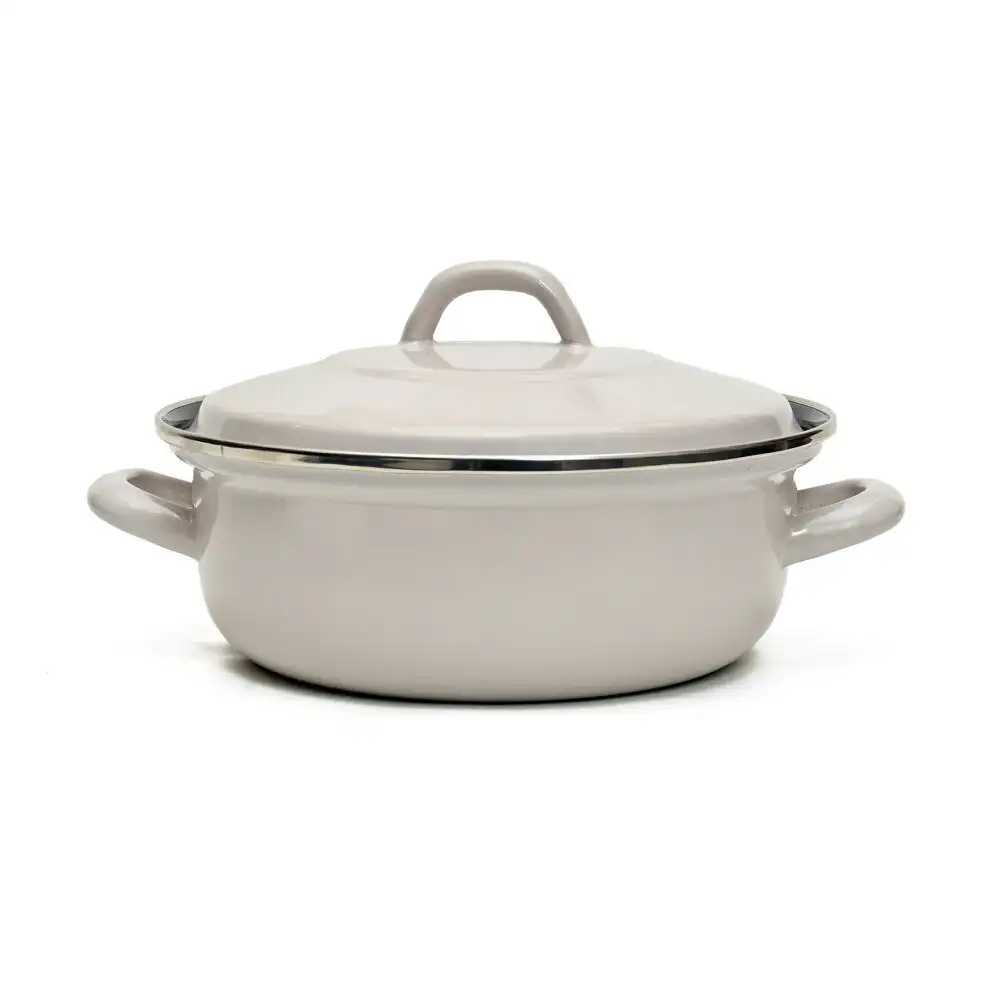 Classica Heavy Duty 22cm/2.4L Steel Casserole Induction Pot w/ Lid Ceramic Grey