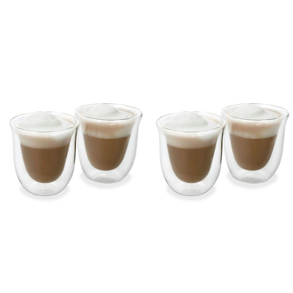 4pc La Cafetiere 200ml Double Walled Glass Cappuccino Cup Coffee Drink Mug Clear