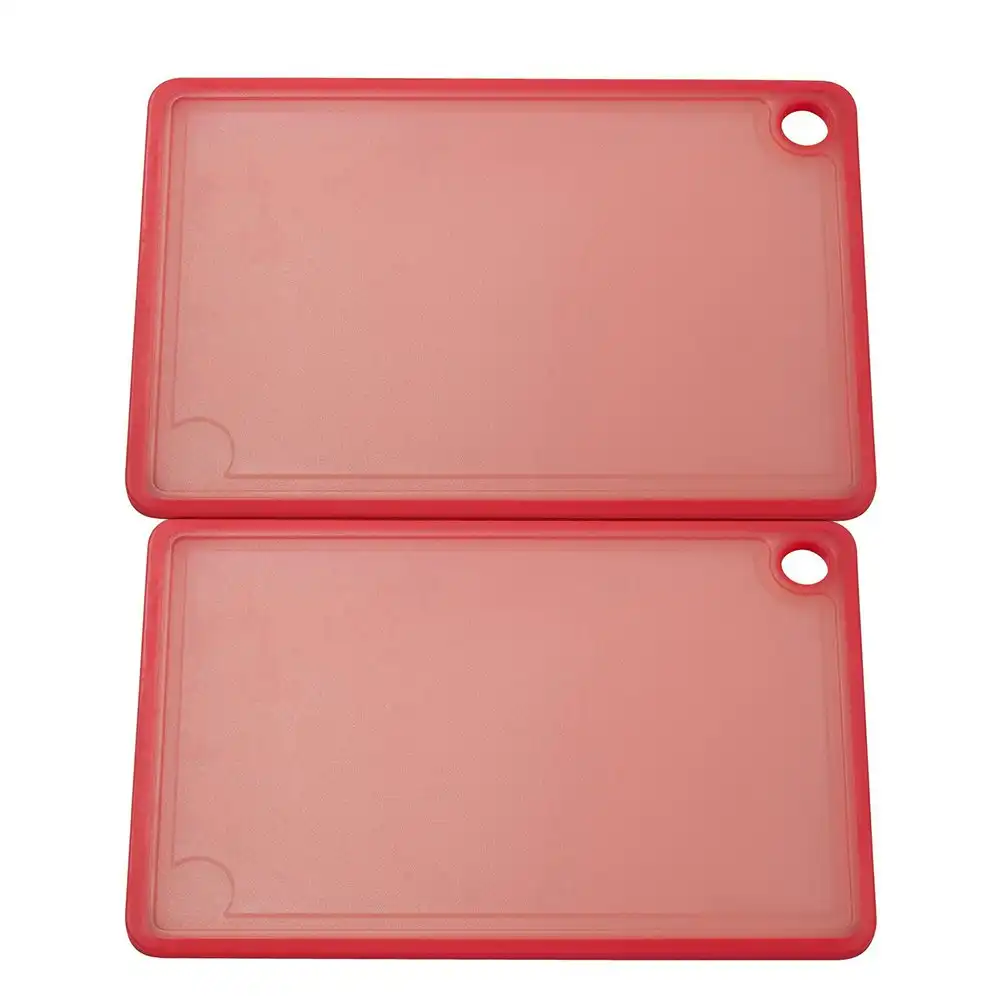 2x Cuisena Reversible 38x25cm Fruit/Vegetable Chopping Cutting Board Rect Red