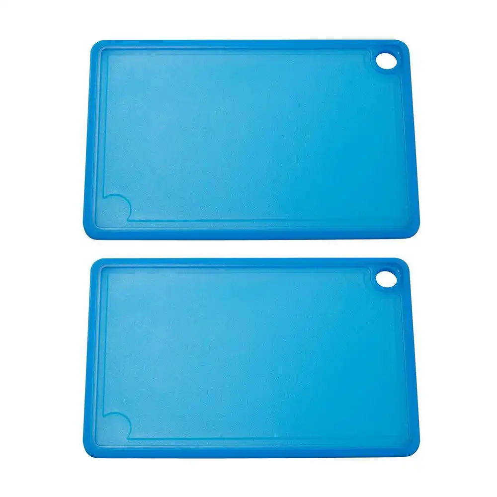 2x Cuisena Reversible 30x20cm Fruit/Vegetable Chopping Cutting Board Rect Blue