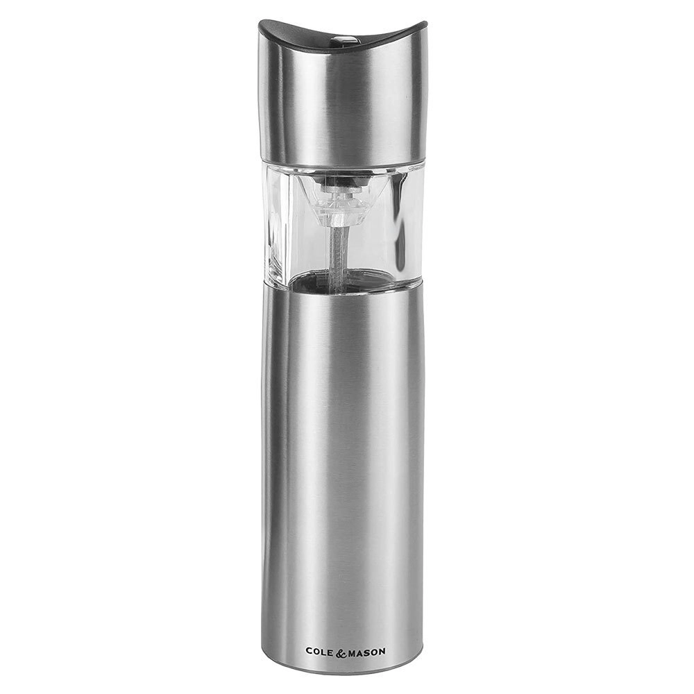 Cole & Mason Penrose 21cm  Electric Salt/Pepper Mill Automatic Grinder Silver