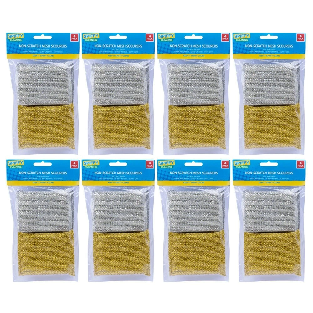 8x 4PK Spiffy 11cm Mesh Dishwashing Scourers Sponge Super Absorbent Scrub