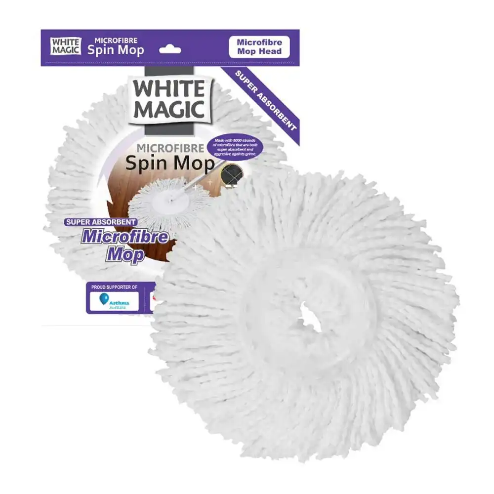 White Magic 40cm Microfibre Head Replacement Super Absorbent Refill For Spin Mop