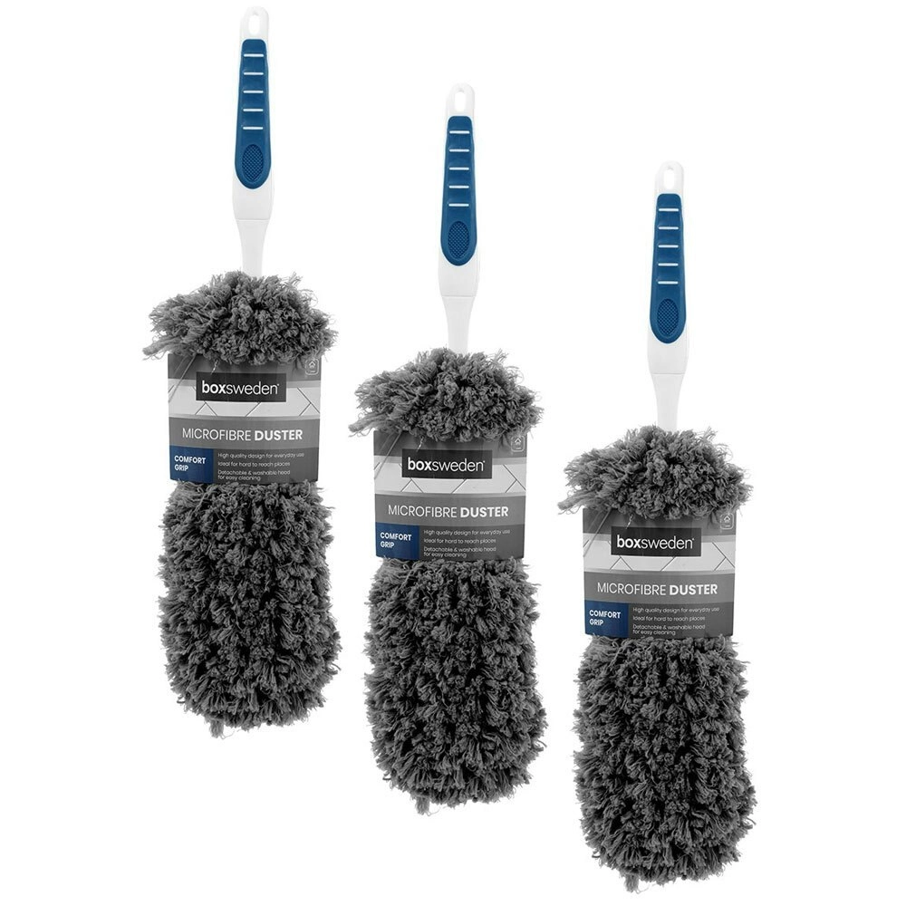 3x Boxsweden 43cm Microfibre Duster Detachable Washable Cleaner w/Grip Handle