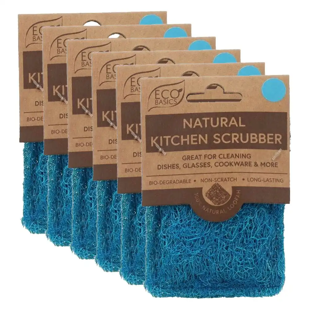 6x White Magic Eco Basics Natural Kitchen Scrubber Dirt/Grim Dish Cleaner Aqua