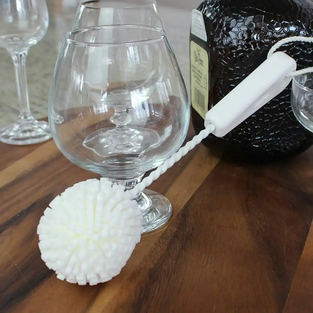 White Magic 23cm Washing Foam Brush Cleaner For Goblet & Brandy Glasses White