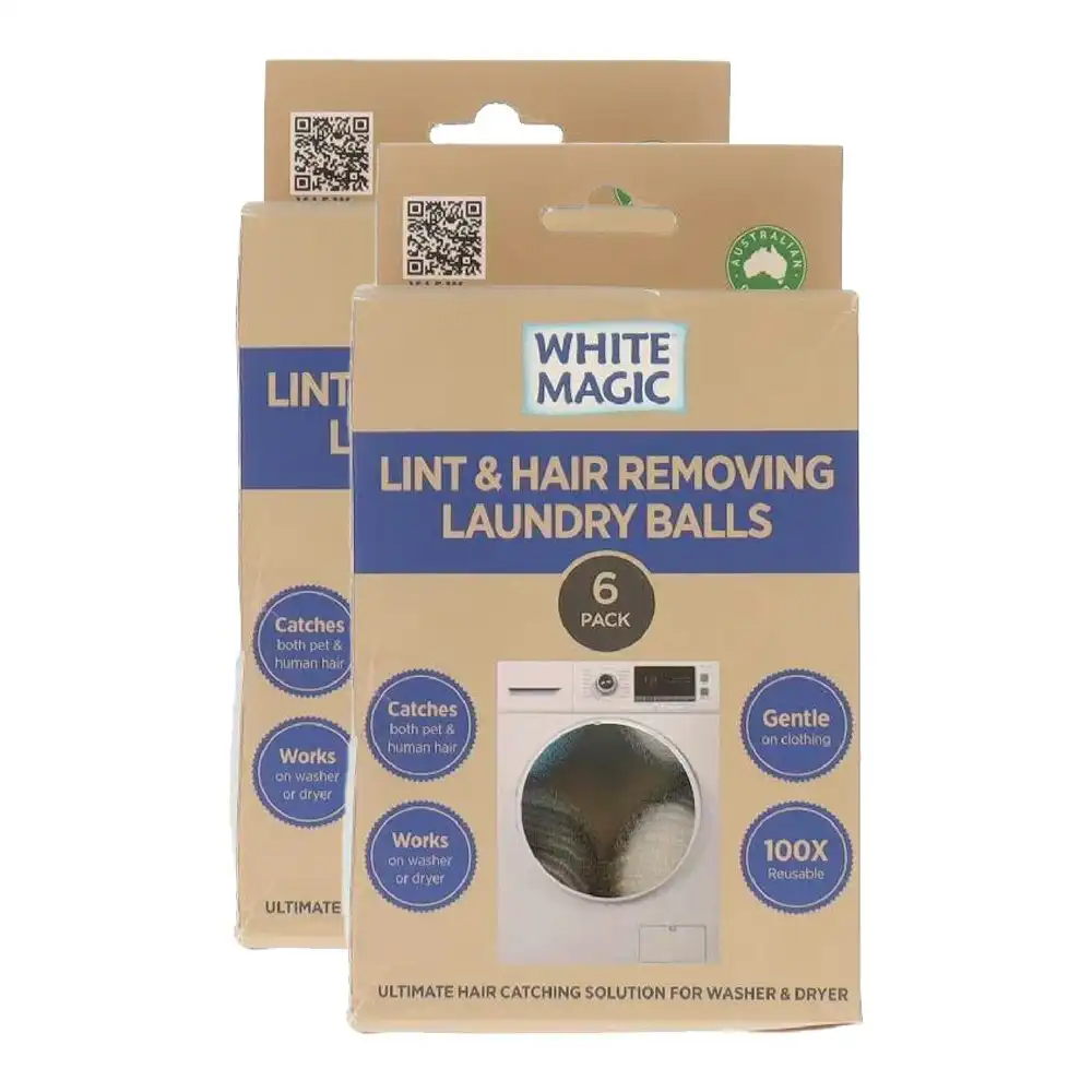 2x White Magic Lint & Hair Removing Laundry Balls Clothes Washing Reusable