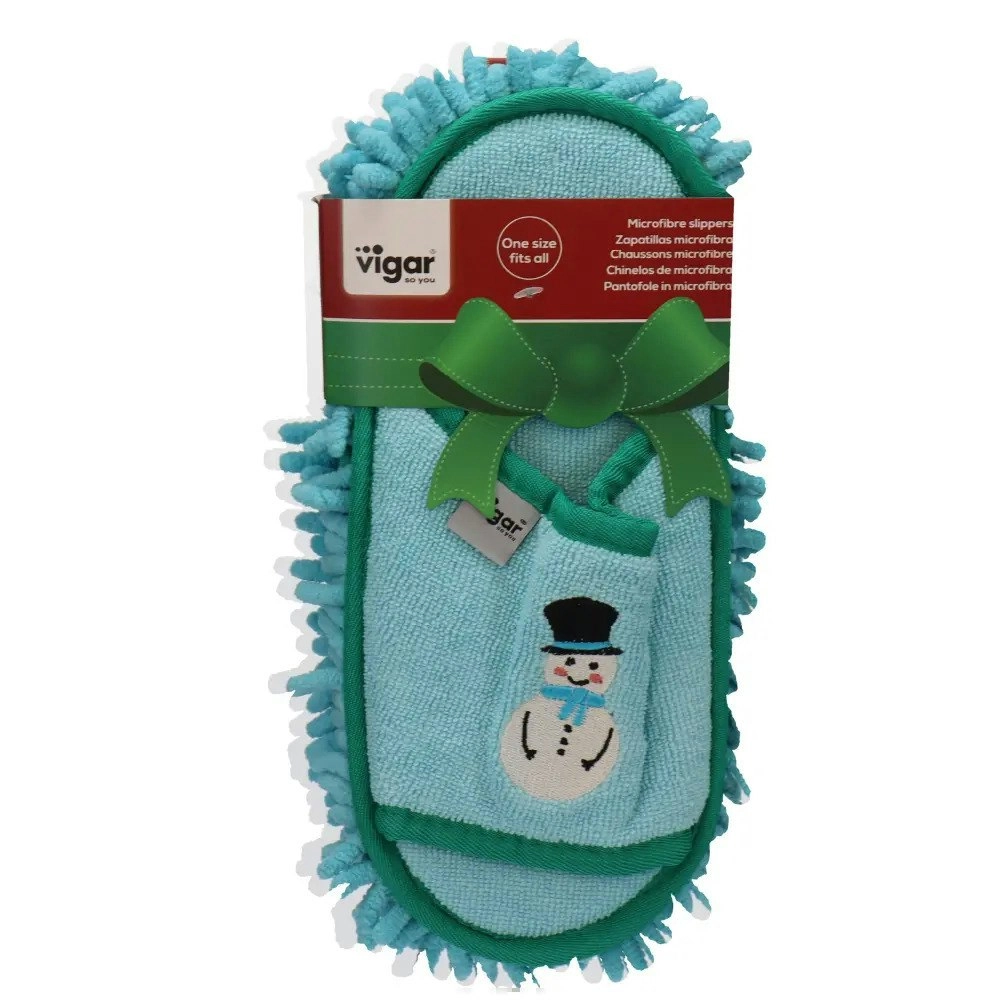 Vigar Snowman Home Cleaning/Polish/Mopping Microfibre Slipper Mop Pair Blue