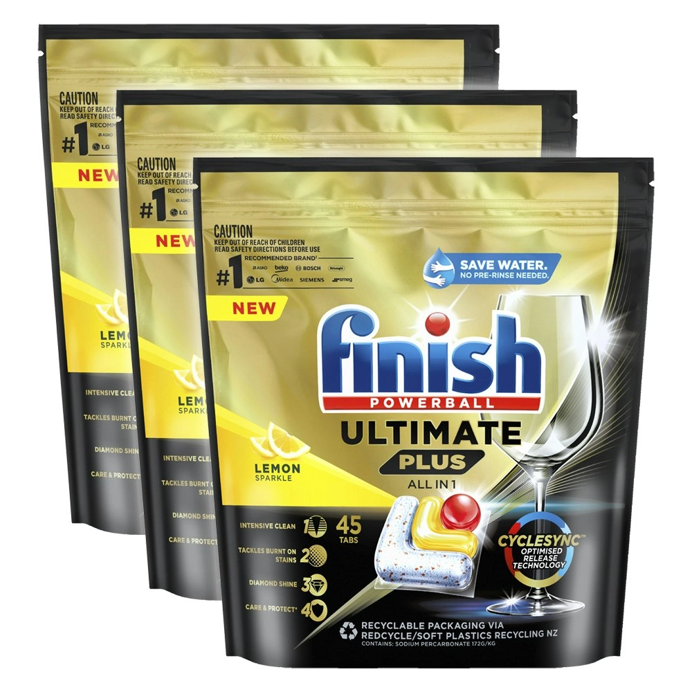 135pc Finish Powerball Ultimate Plus All In 1 Dishwashing Tablets Lemon Sparkle