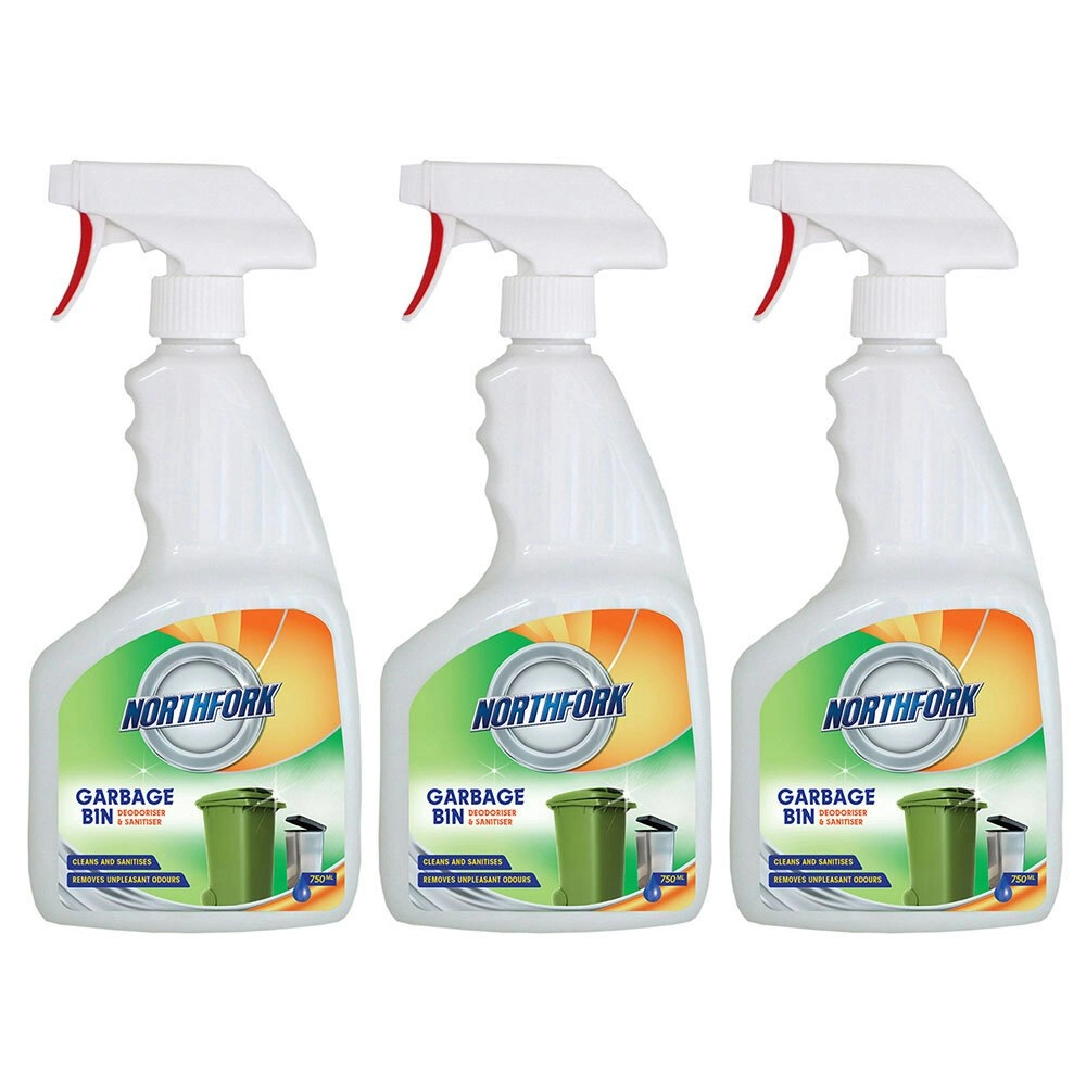 3PK Northfork 750ml Deodoriser/Sanitiser Disinfectant f/ Garbage Bins Floral