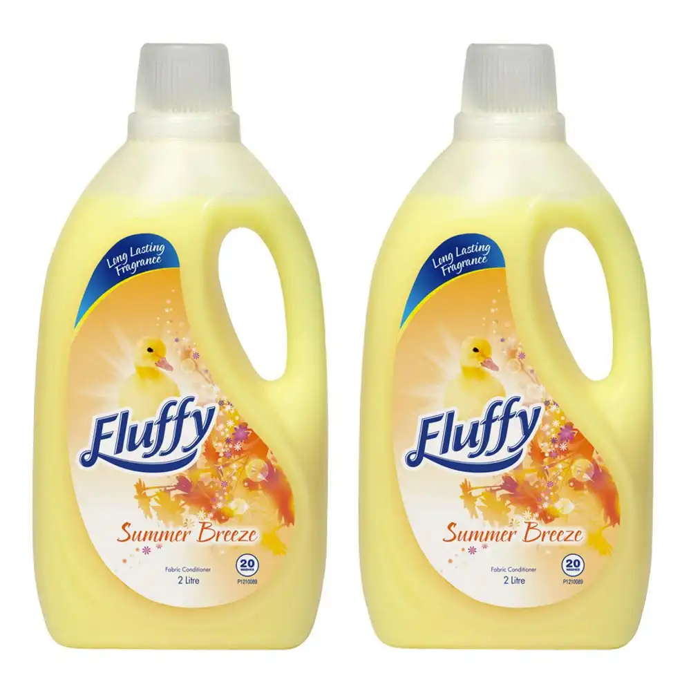 2x Fluffy 2L Laundry Fabric Softener Scent Washing Conditioner Summer Breeze
