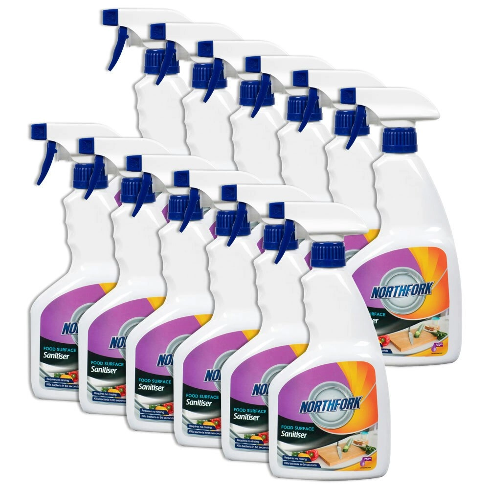 12PK Northfork 750ml Food Surface Sanitiser Liquid Spray Dirt Remover/Cleaner