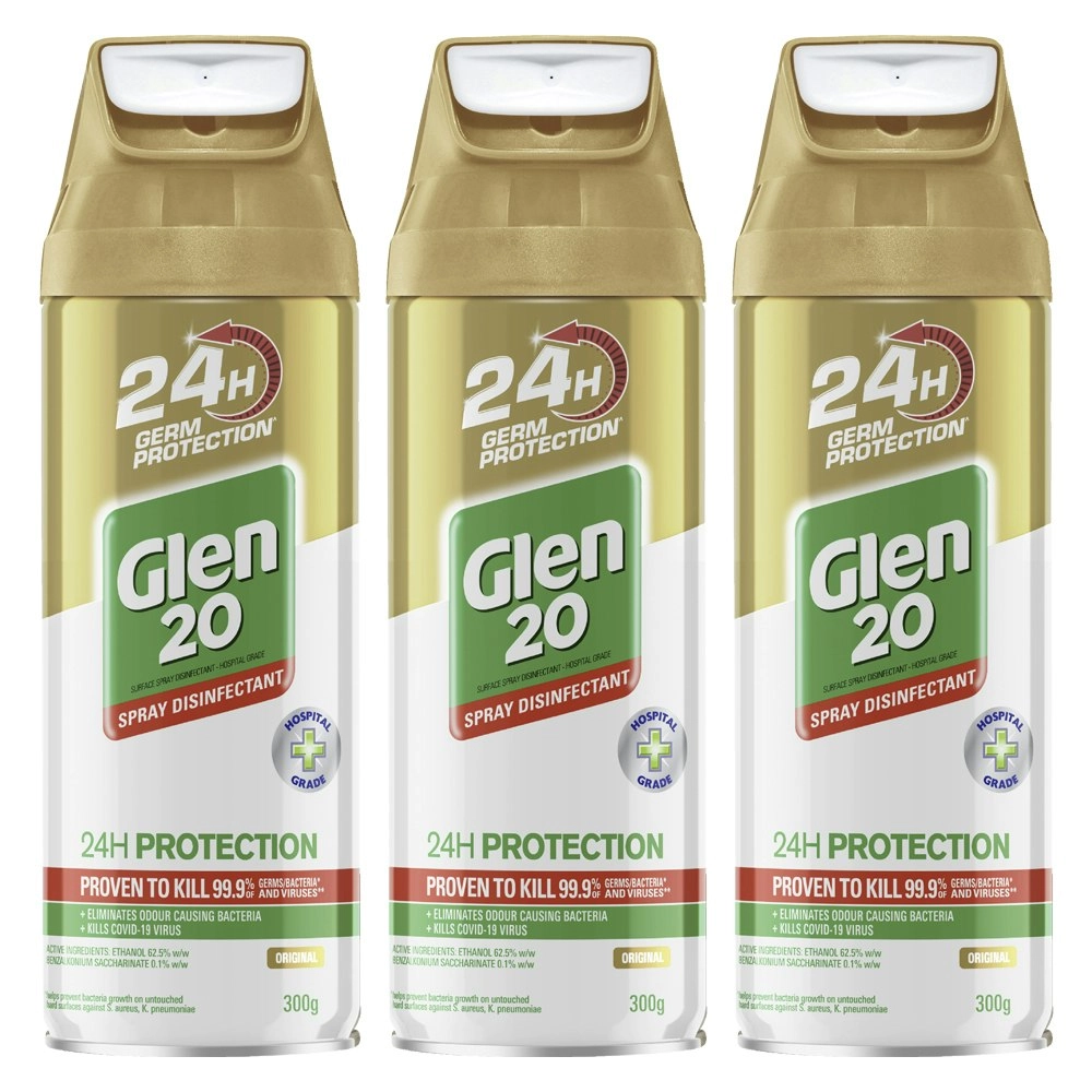 3PK Glen 20 Original 24hr Germ Protection Household Disinfectant Sanitizer Spray