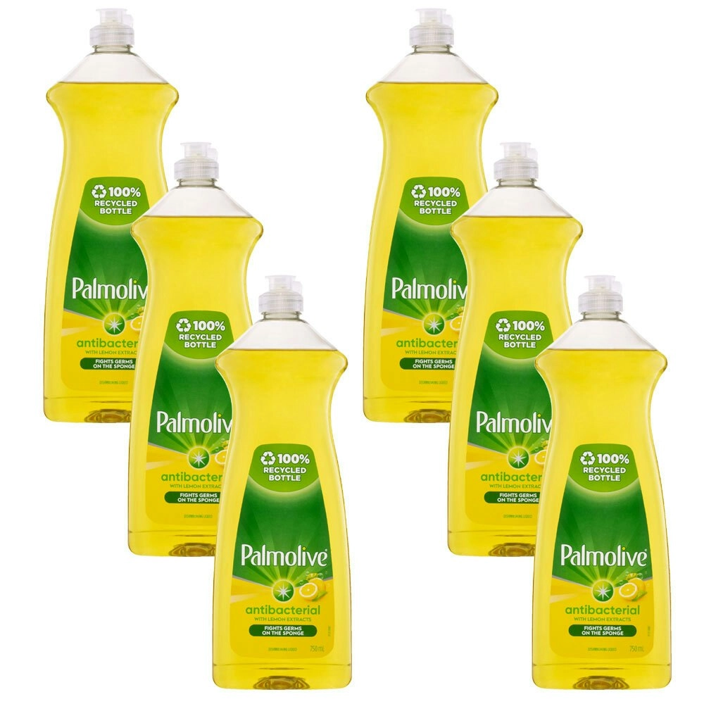 6x Palmolive Kitchen Dishwashing Cleaning Liquid Antibacterial Lemon 750ml