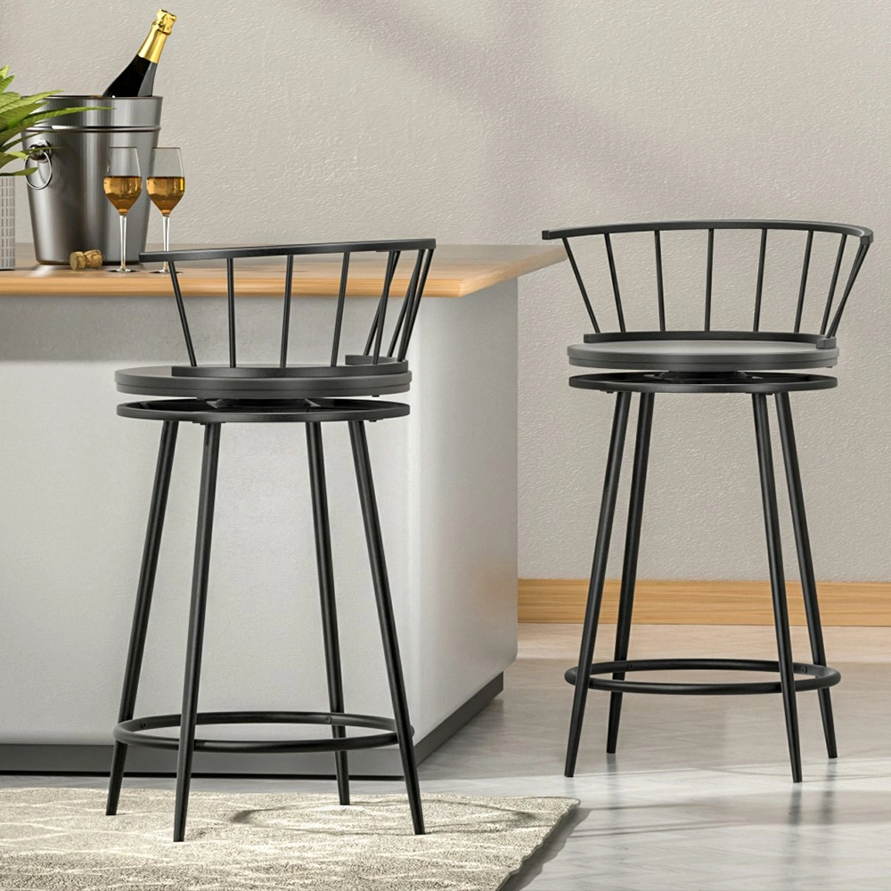 Artiss 2x Bar Stools Swivel Metal Chairs