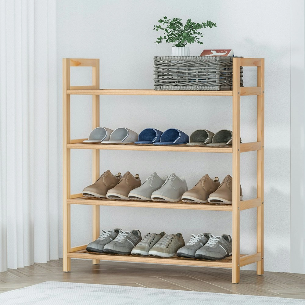 Artiss 4-tier Shoe Rack 12 Pairs Shoe Storage Weaved Shelves