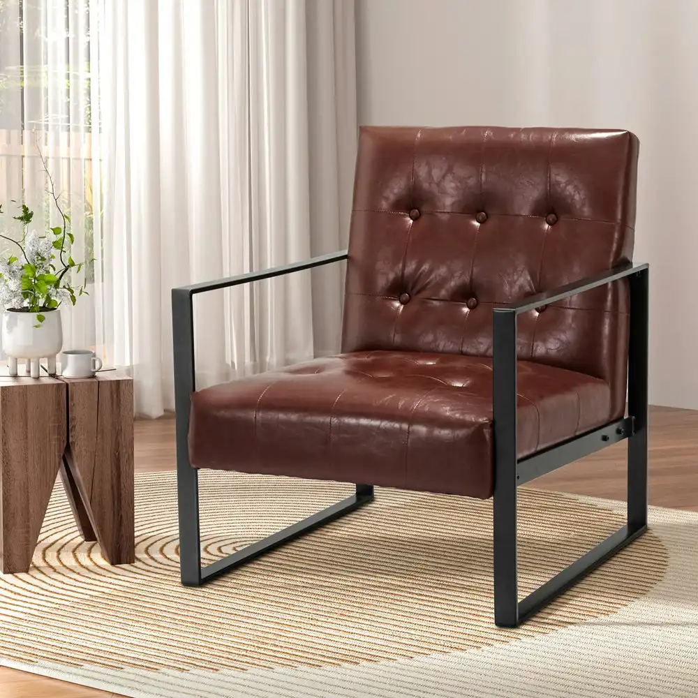 Artiss Armchair PU Leather Brown Kora