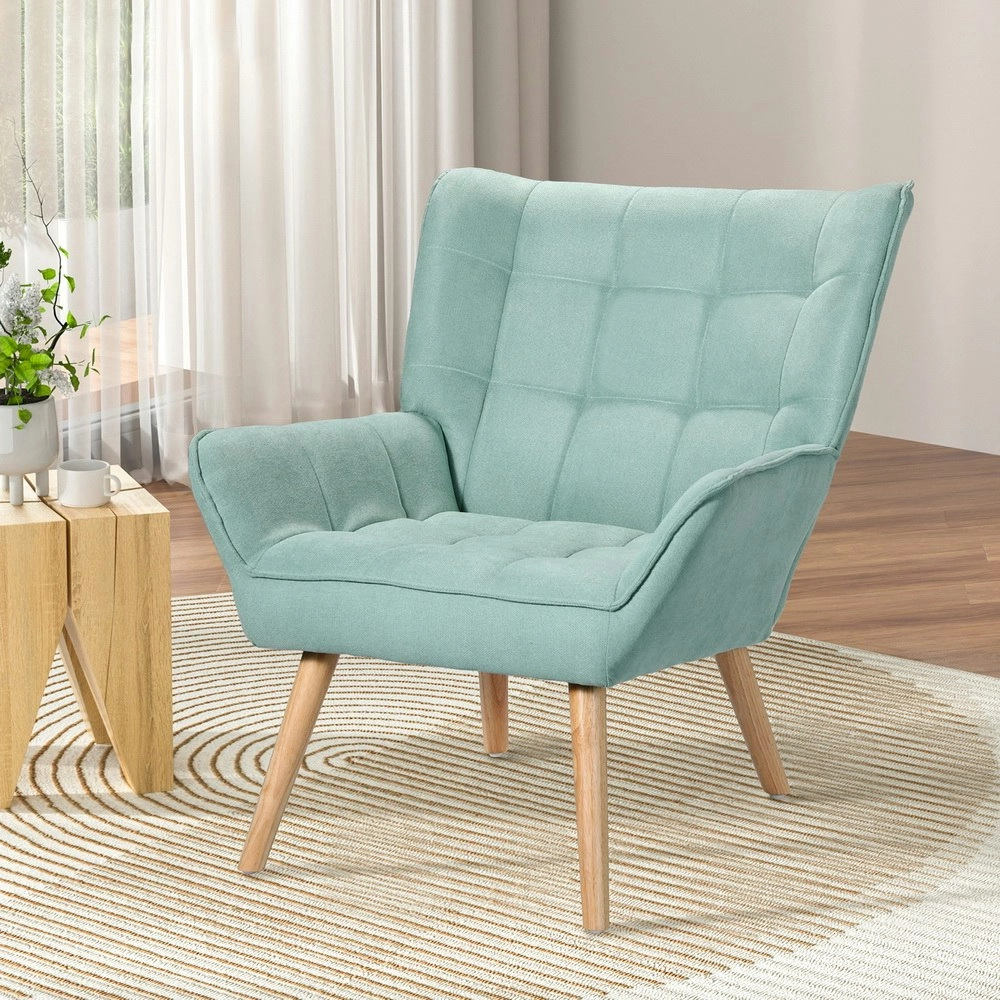 Artiss Armchair Blue Linen Fabric Cindy