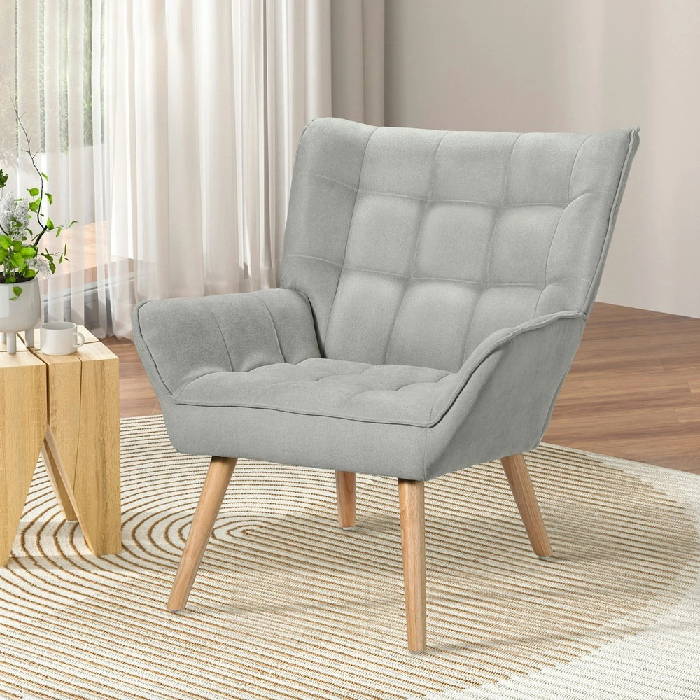 Artiss Armchair Grey Linen Fabric Cindy