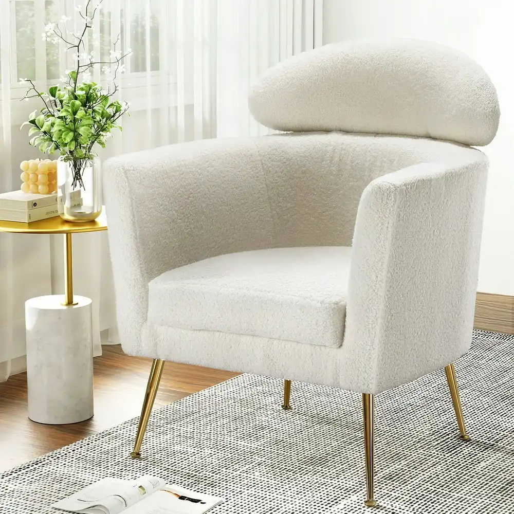 Artiss Armchair Boucle Fabric White Yoli