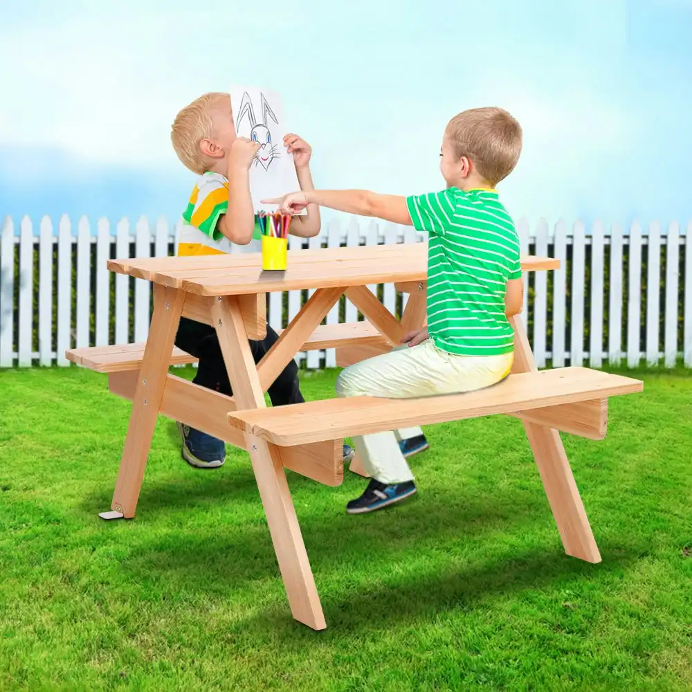 Keezi Kids Outdoor Table and Chairs Picnic Bench Set Children Wooden