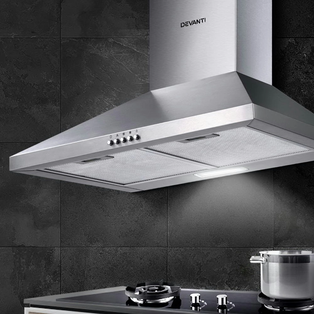 Devanti 600mm Range Hood 60cm Rangehood Stainless Steel LED Light