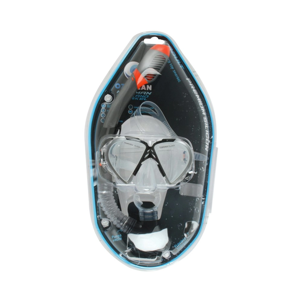 2pc Oz Ocean Hayman Adults Swimming Beach Mask Goggles & Snorkel Set Grey/Black