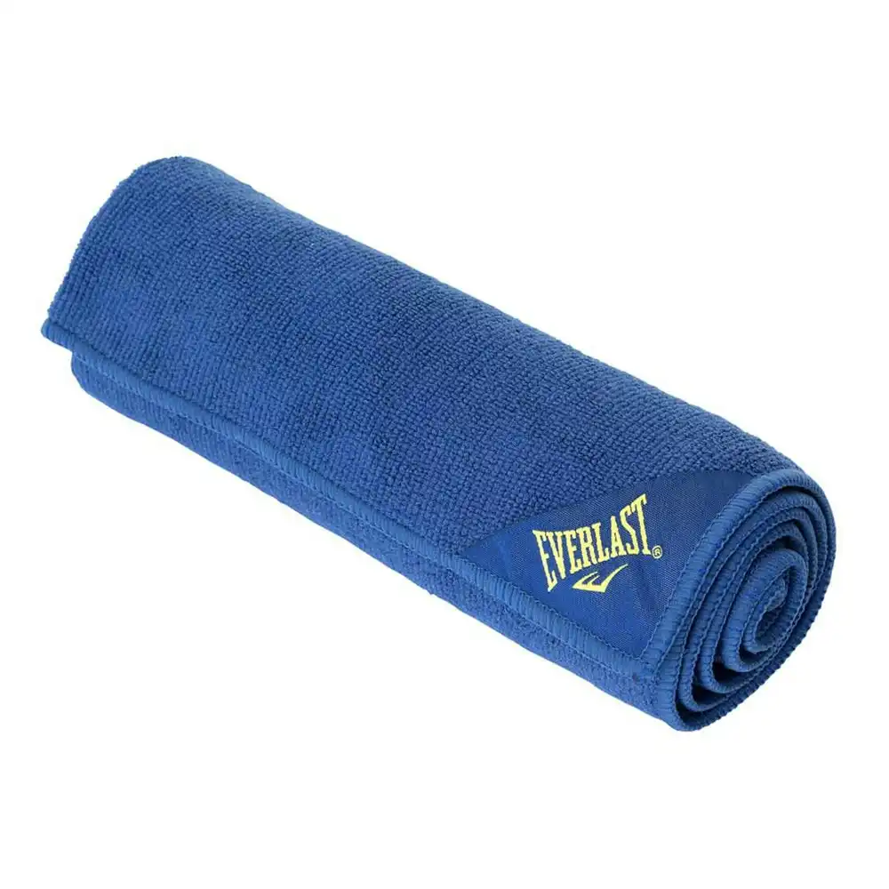 2x Everlast Microfibre Gym Towel Workout Weight Lifting/Exercise Blue 80x40cm
