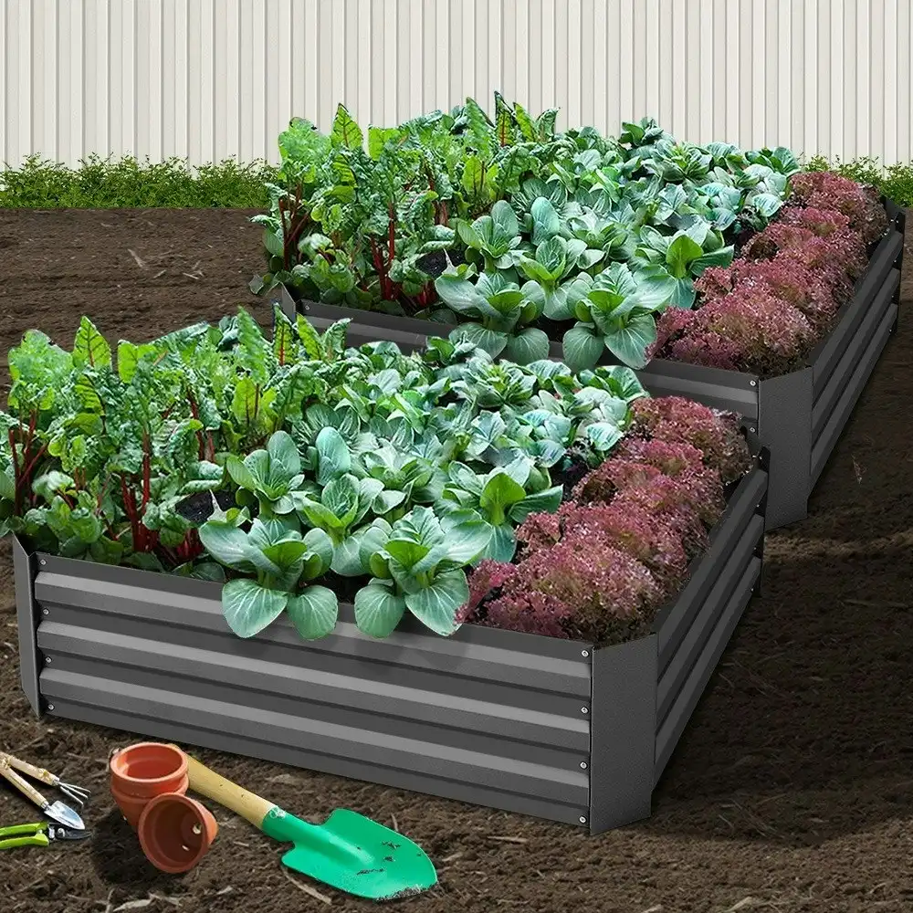 Greenfingers 2x Garden Bed 120x90cm Planter Box Raised Container Galvanised Herb