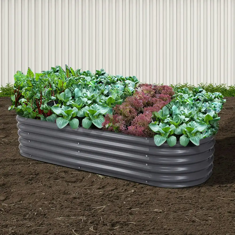 Greenfingers Garden Bed 160X80X42cm Oval Planter Box Raised Container Galvanised