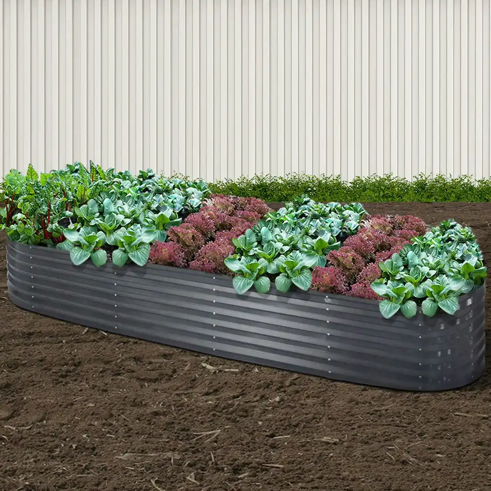 Greenfingers Garden Bed 320X80X42cm Oval Planter Box Raised Container Galvanised