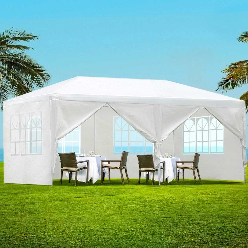 Instahut Gazebo 3x6m Marquee Wedding Party Tent Outdoor Camping Side Wall Canopy 6 Panel White