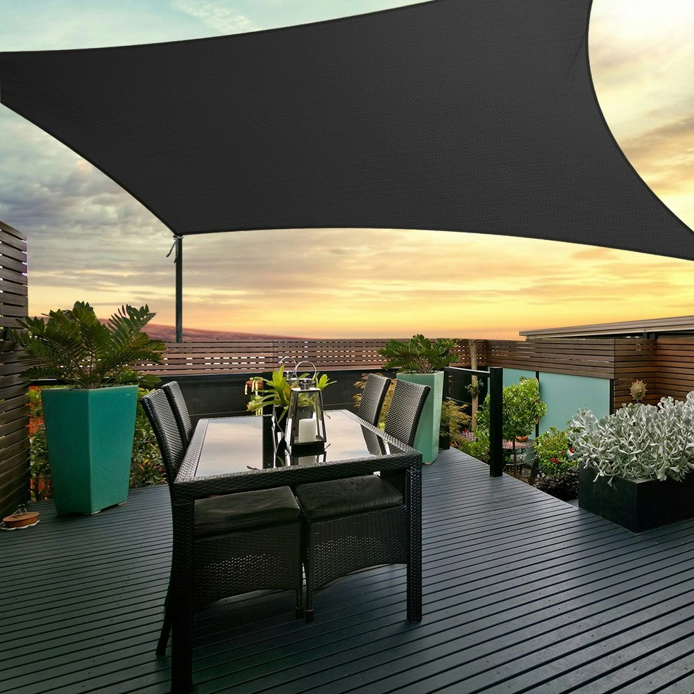 Instahut Shade Sail 5x7m Rectangle 280GSM 98% Black Shade Cloth