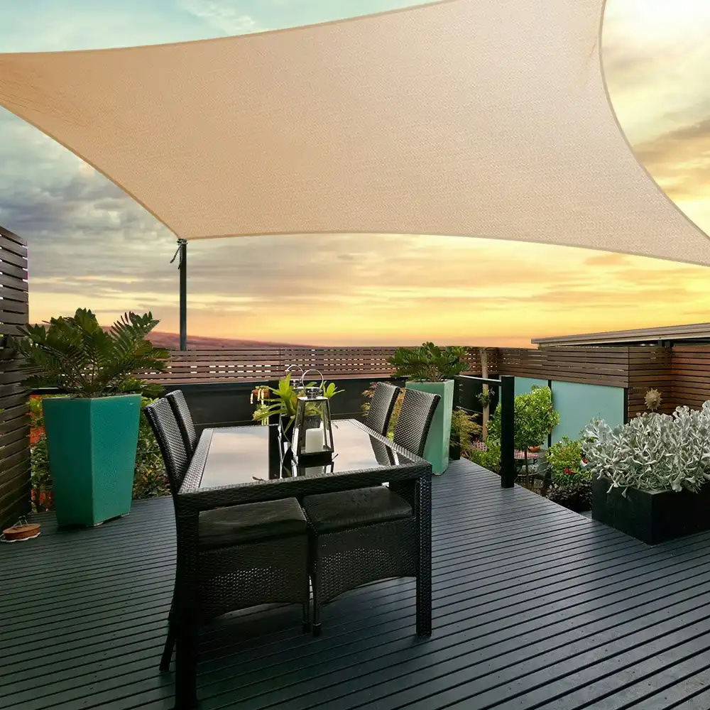 Instahut Shade Sail 6x8m Rectangle 280GSM 98% Sand Shade Cloth