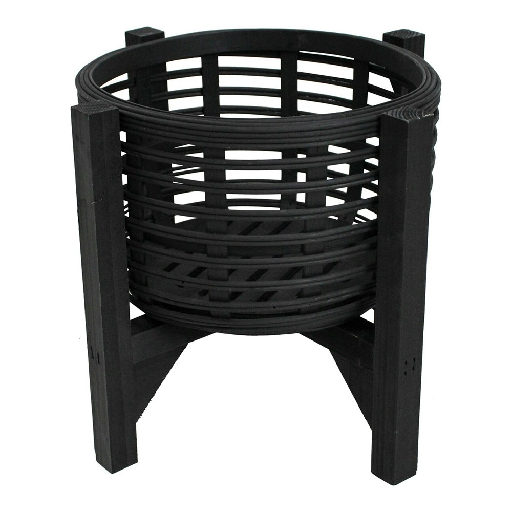 Bamboo Wood Planter 32.5cm Ballina Home Decorative Plant Pot Stand Holder Black