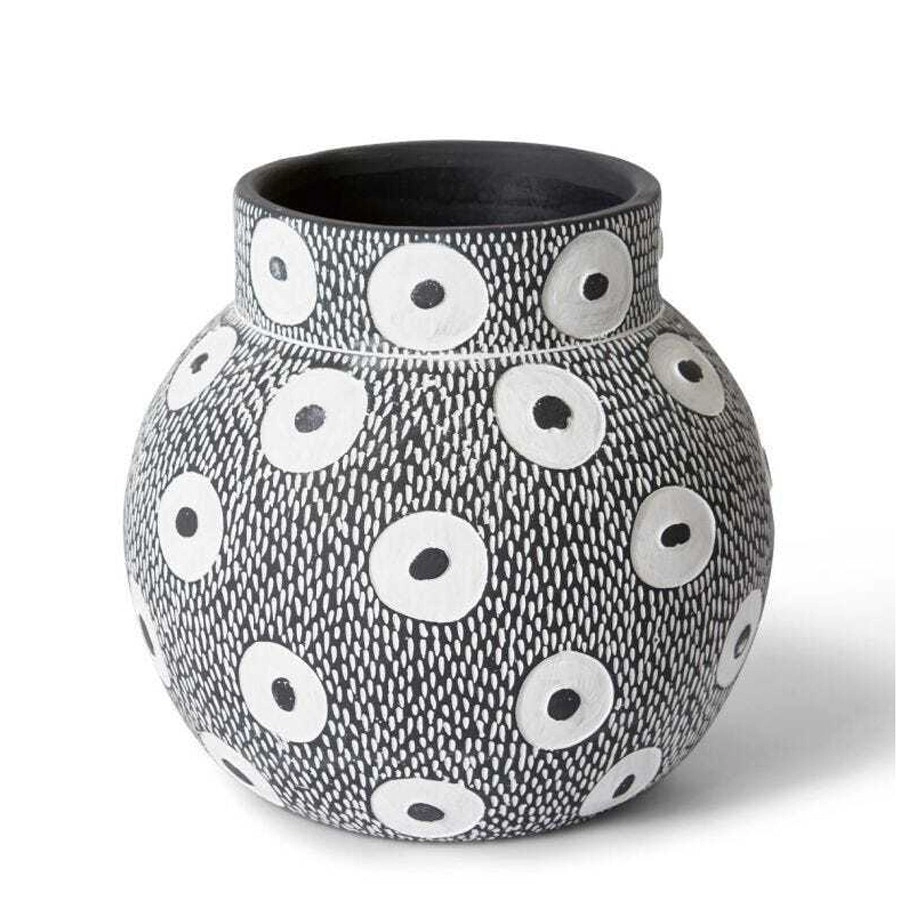 E Style Ashton 28cm Cement Plant Pot Round Home Decor Planter White/Black