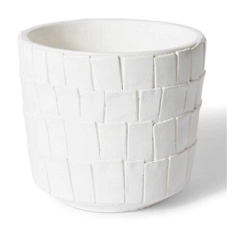 E Style Peyton 18cm Cement Plant Pot Home Decorative Planter Round White