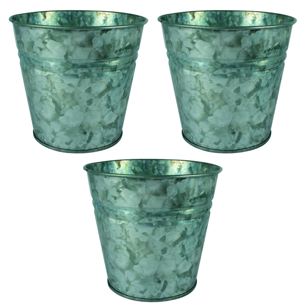 3x Yard Master Loke 14x13cm Antiqued Plant/Flower Pot Home/Garden Decor Silver