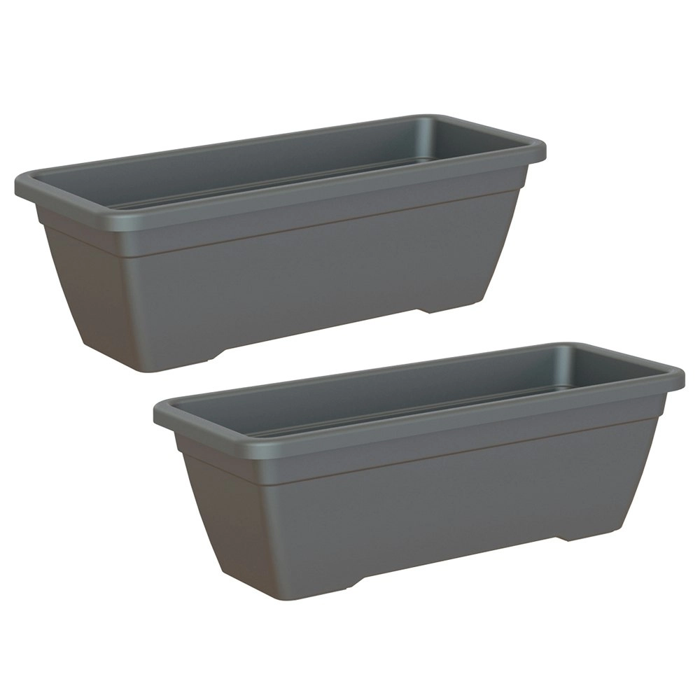 2x Artevasi Venezia 50x16.3cm Plastic Indoor/Outdoor Planter Box Anthracite