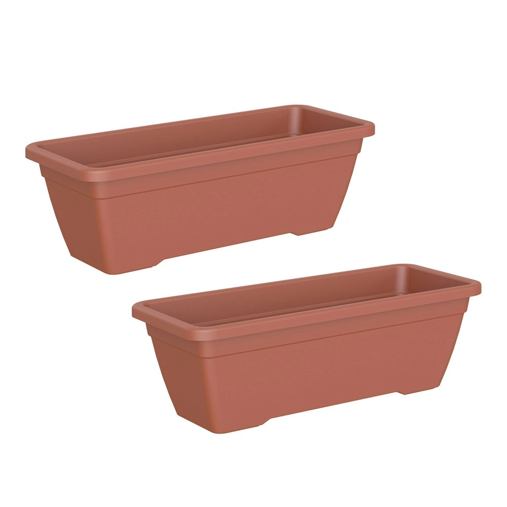 2x Artevasi Venezia 50x16.3cm Plastic Indoor/Outdoor Planter Box Terracotta