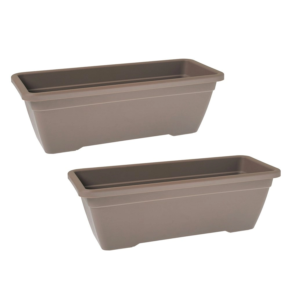 2x Artevasi Venezia 50x16.3cm Plastic Indoor/Outdoor Planter Box Taupe