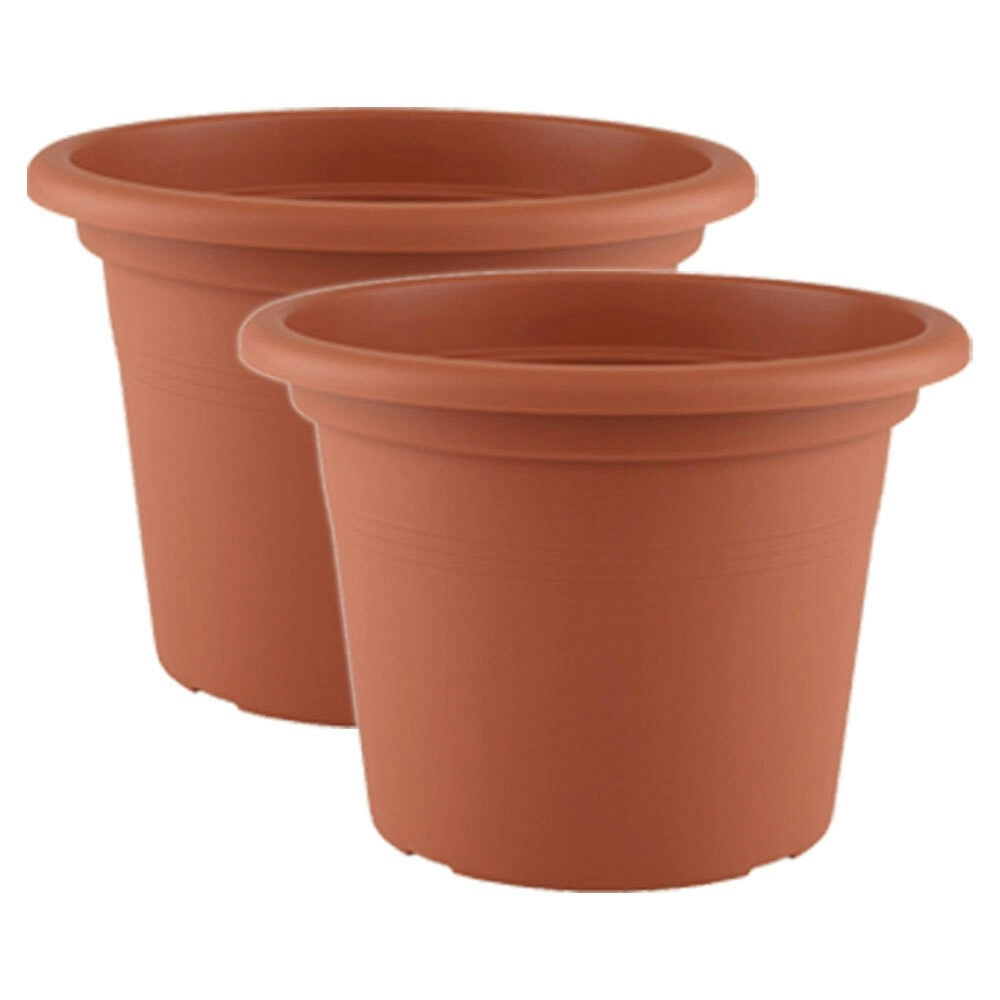 2x Artevasi Cilindro Plastic Indoor/Outdoor Garden Pot 35x24.9cm Terracotta