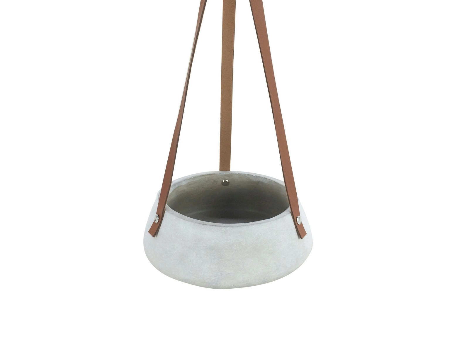 Maine & Crawford 20x8cm Lucee Concrete Hanging Pot w/ Leather Strap Decor Grey