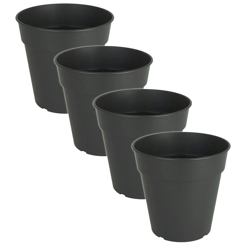 3x Artevasi Madagascar Plastic Indoor/Outdoor Garden Pot 27x25cm Anthracite