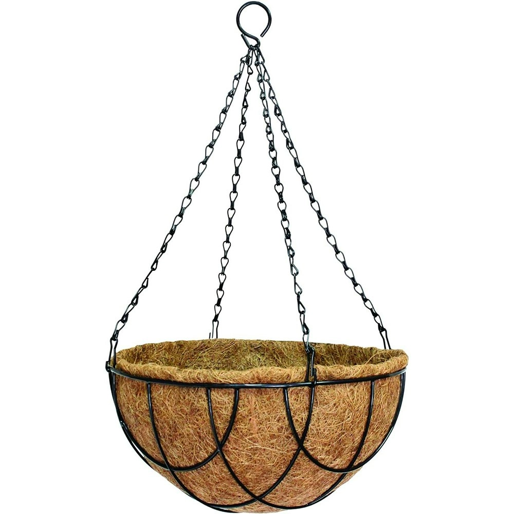 Northcote Pottery Lattice Wire Hanging Plant Basket Steel/Coco Fibre 40cm Black