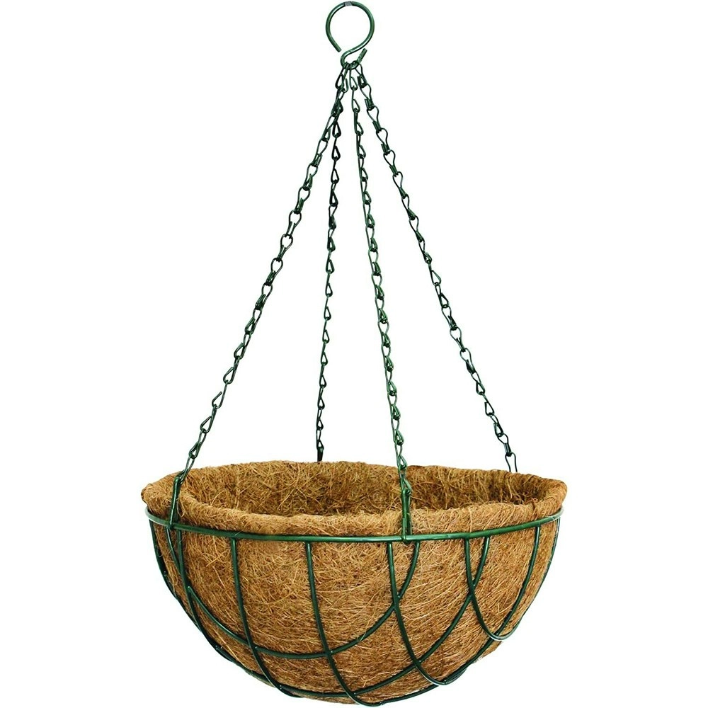 Northcote Pottery Lattice Wire Hanging Plant Basket Steel/Coco Fibre 40cm Green