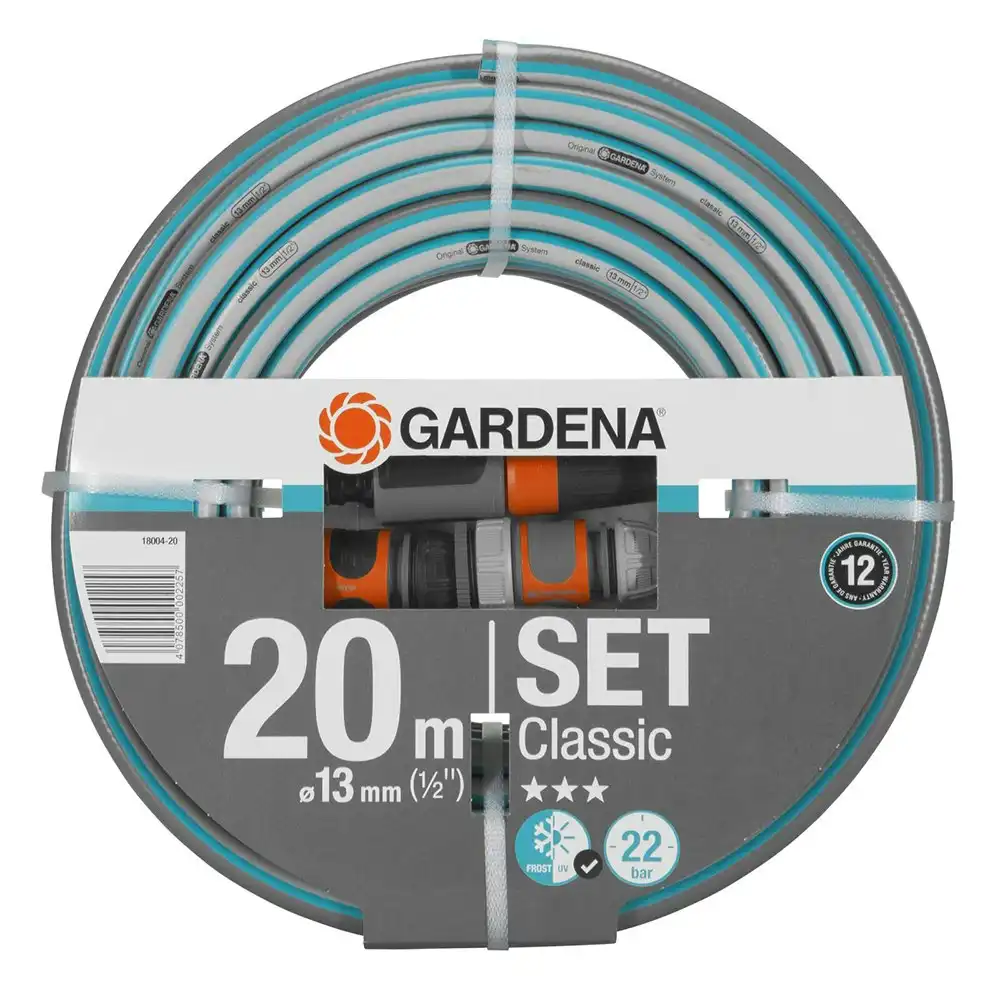 Gardena 18004-20 Classic Frost/UV Resistant Garden Watering Hose Set 13mm x 20m